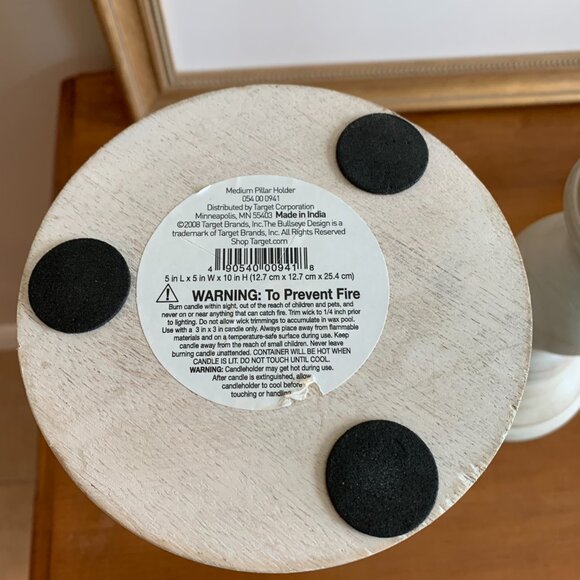 Classic Rustic Whitewashed Wooden 10" Candlestick Holders for Pillar Candles - Picture 4 of 4